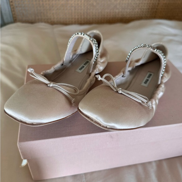 Miu Miu Silk Ballet Flats with Silver chain Size:38 - Picture 9 of 11